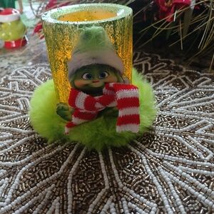 Festive Green and Red Holiday Candle Holder